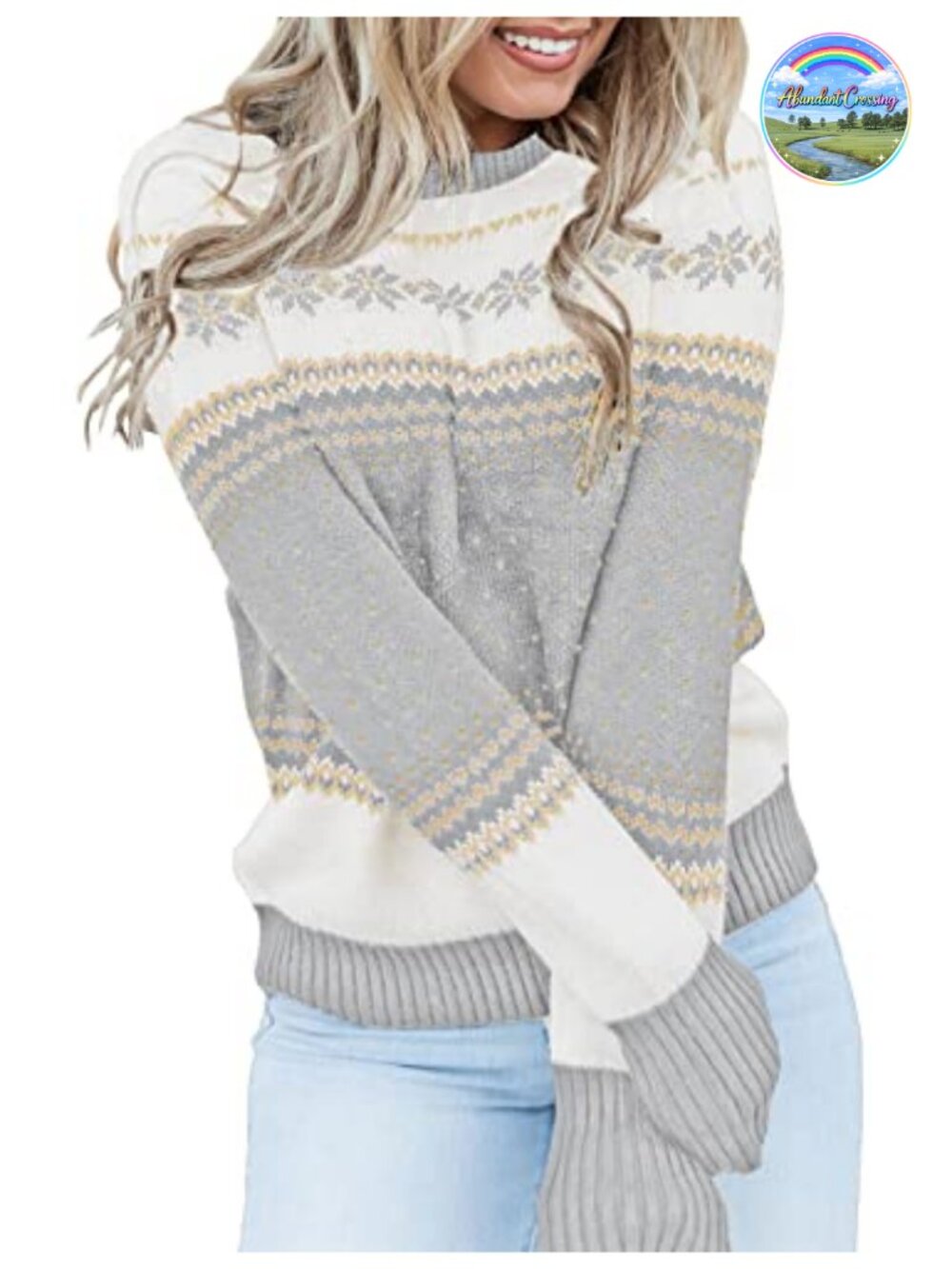 Christmas Sweaters Crewneck Pullover Holiday Reindeer Knit Women